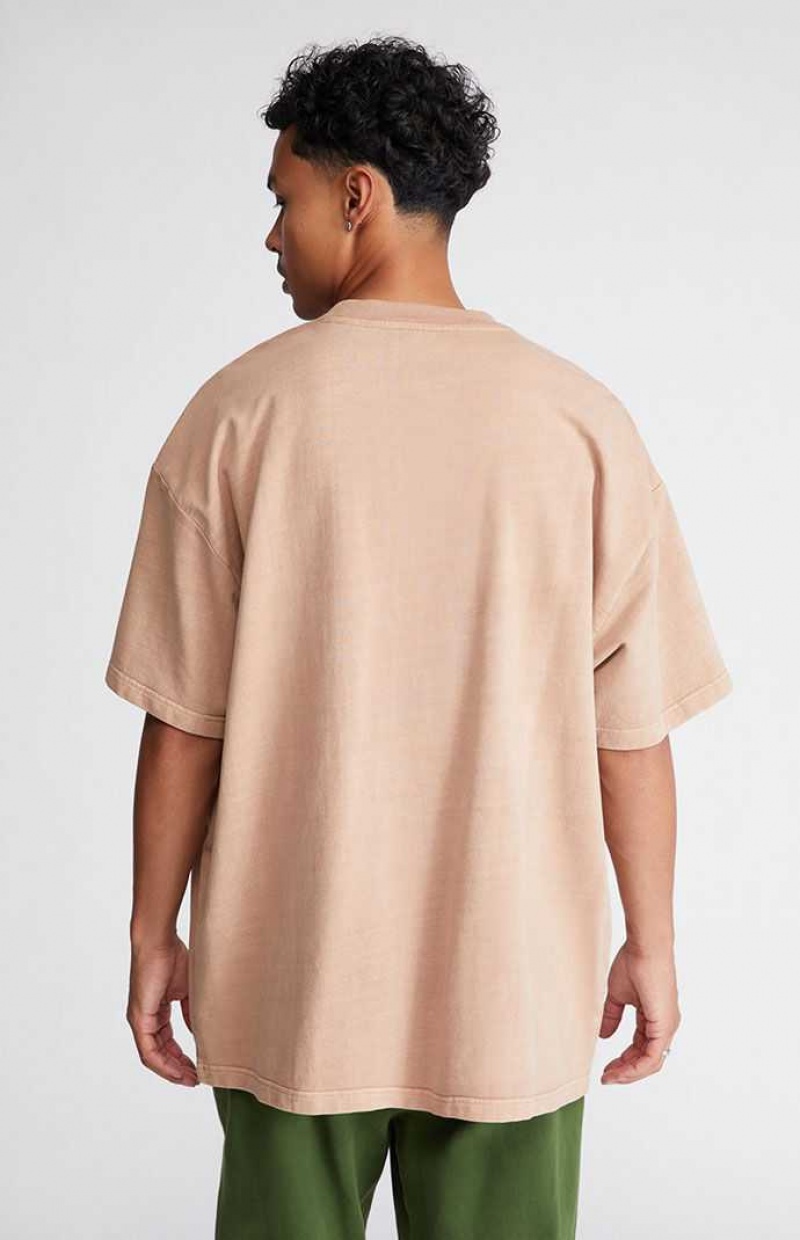 T-shirt PacSun Brown Oversized Terry Homme Marron | 480671DRN