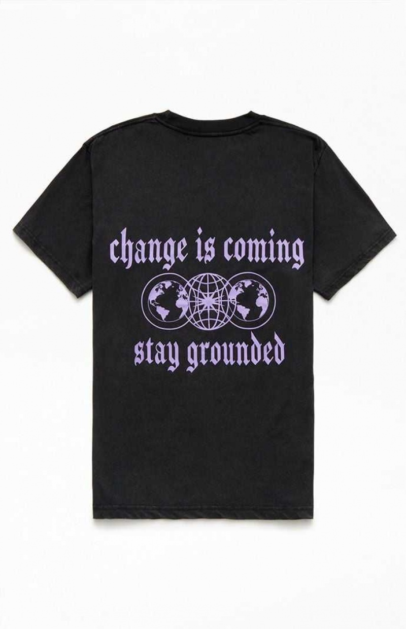 T-shirt PacSun Change Is Coming Oversized Homme Noir | 346872CDH