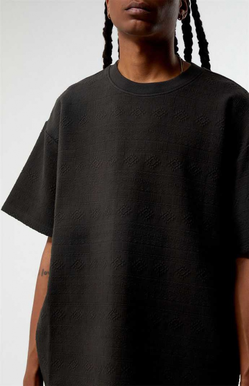 T-shirt PacSun Charcoal Oversized Jacquard Knit Homme Grise | 170382ACS