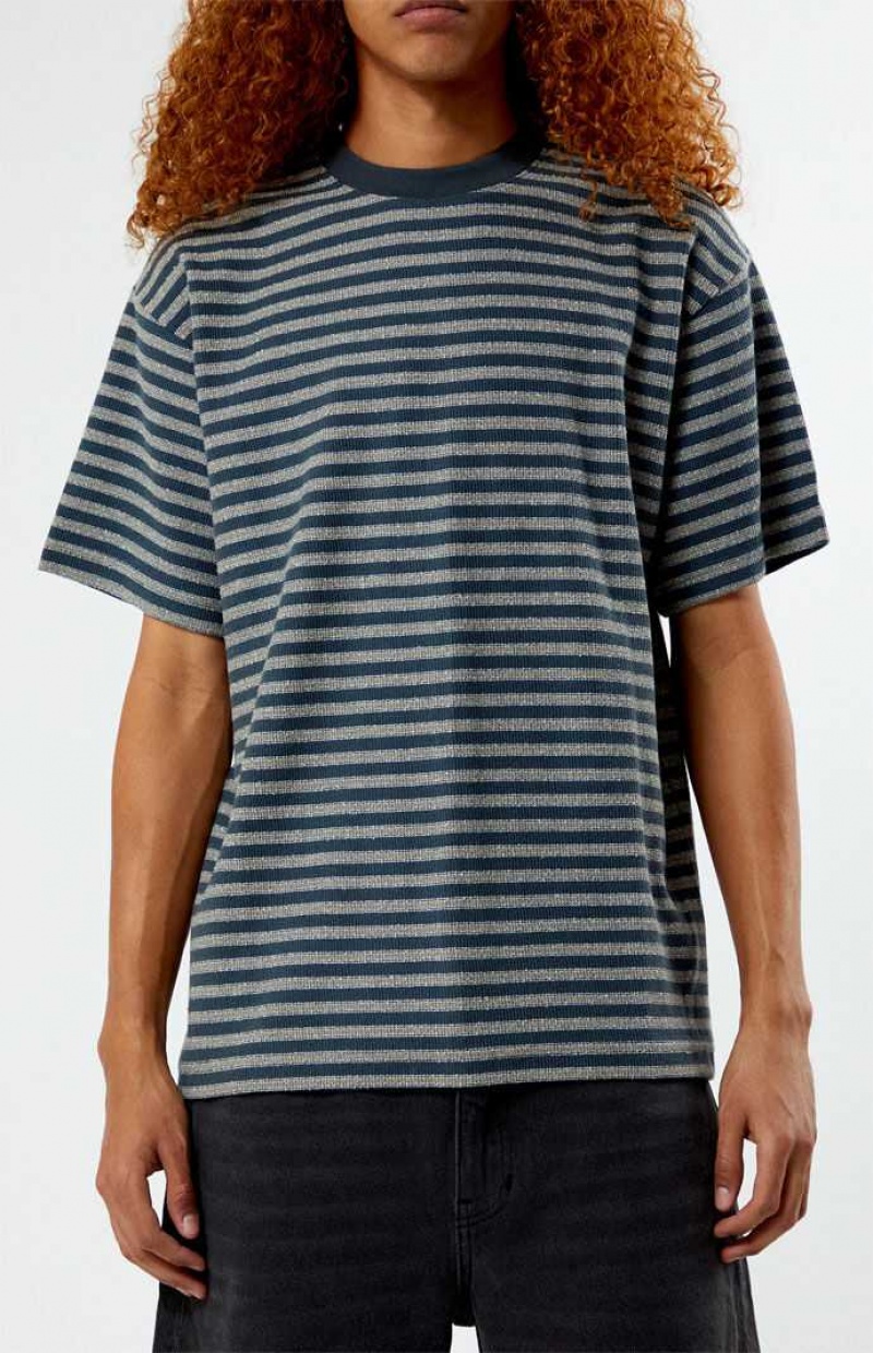 T-shirt PacSun Compass Rayé Texture Homme Grise | 716045FSR