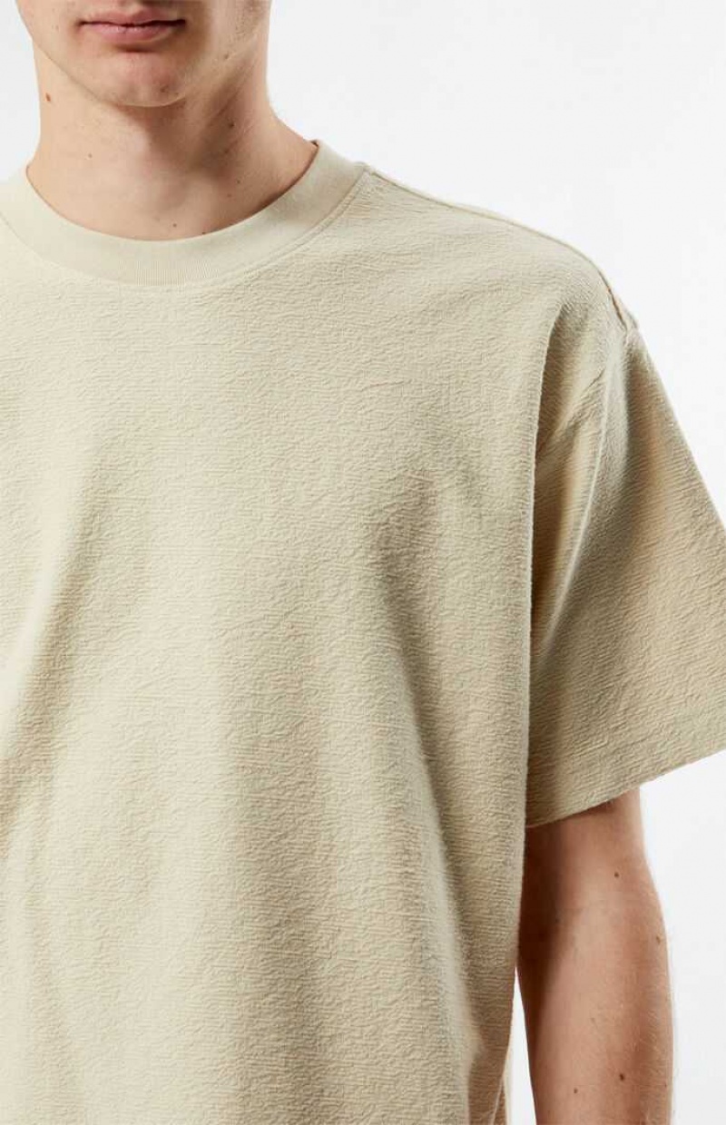 T-shirt PacSun Cream Grooves Homme Blanche | 136407IUJ