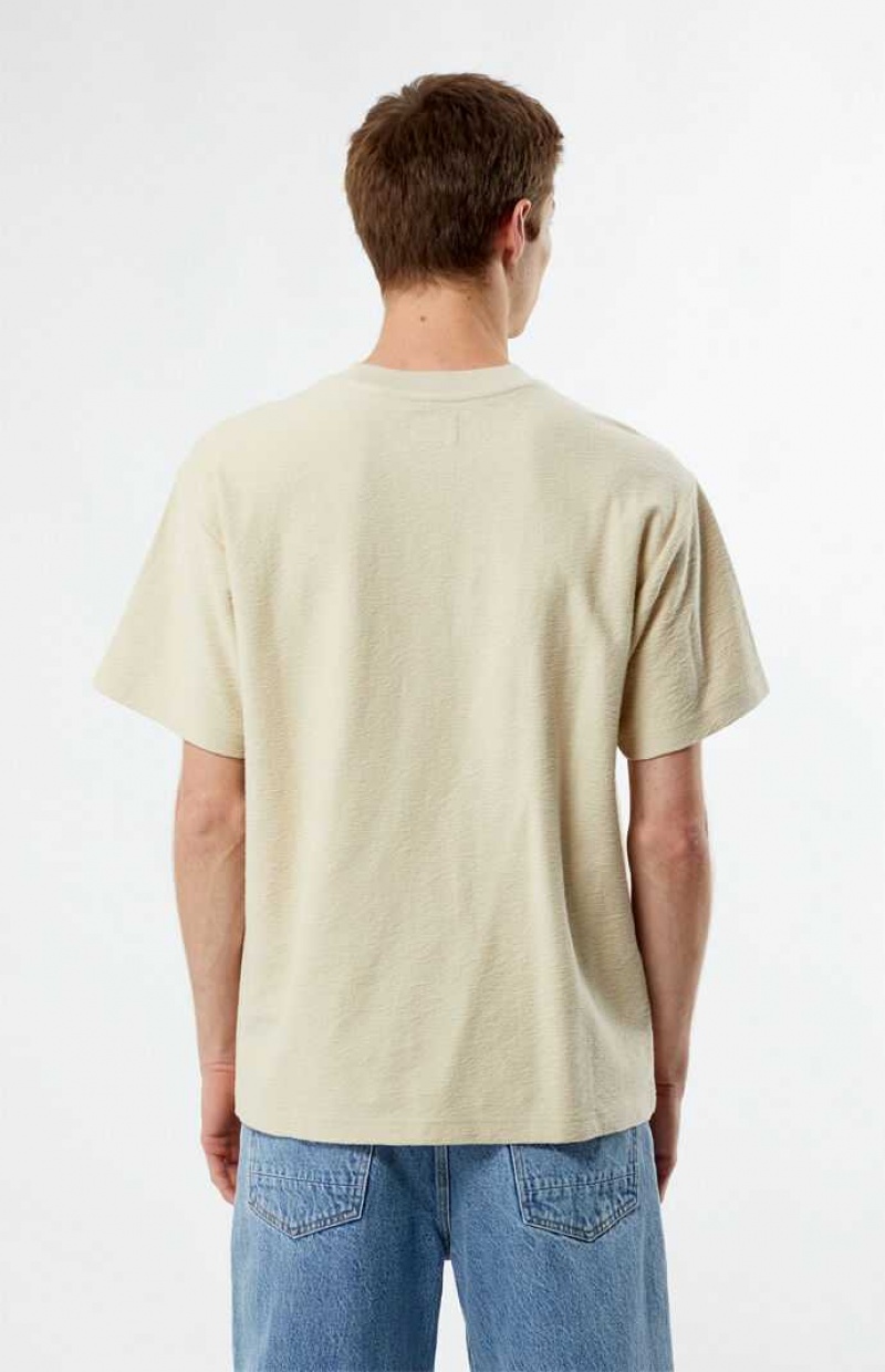 T-shirt PacSun Cream Grooves Homme Blanche | 136407IUJ