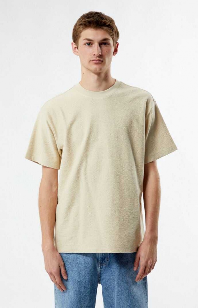 T-shirt PacSun Cream Grooves Homme Blanche | 136407IUJ