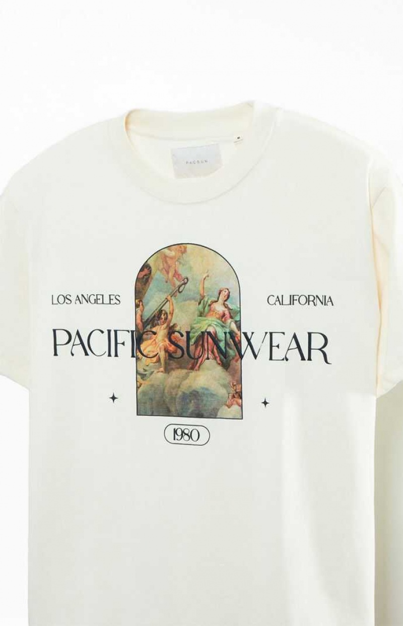 T-shirt PacSun Cream Pacific Sunwear Renaissance Homme Blanche | 218340QOI