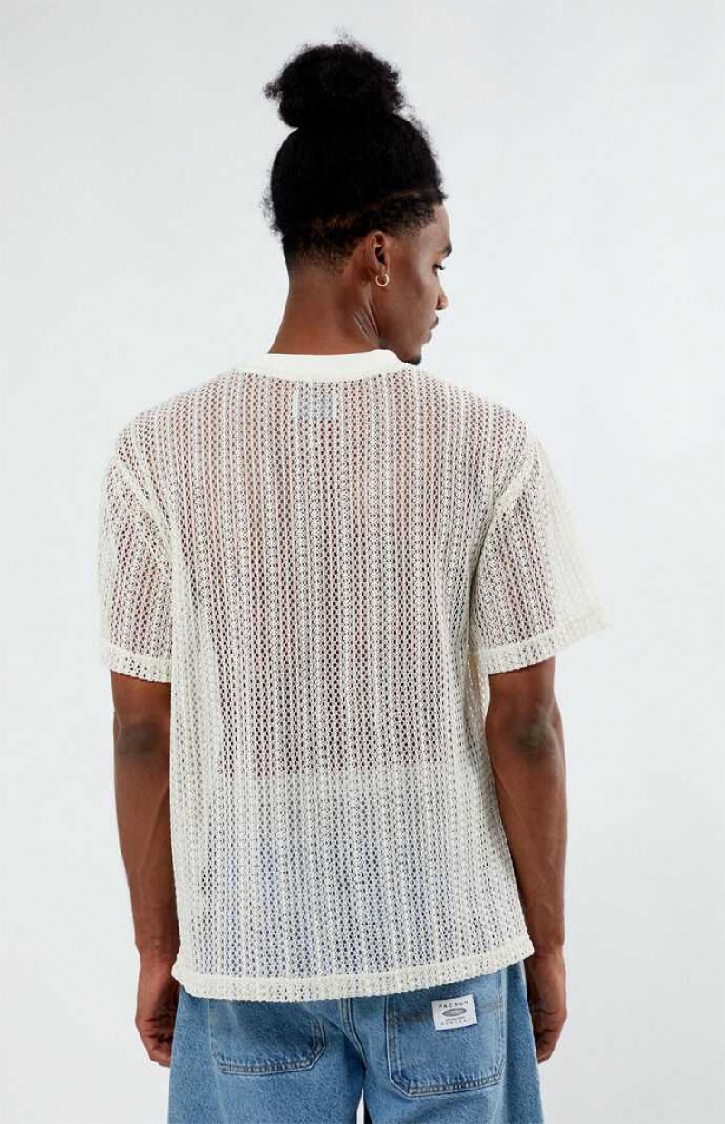 T-shirt PacSun Cream Sonora Knit Homme Blanche | 852061TQU