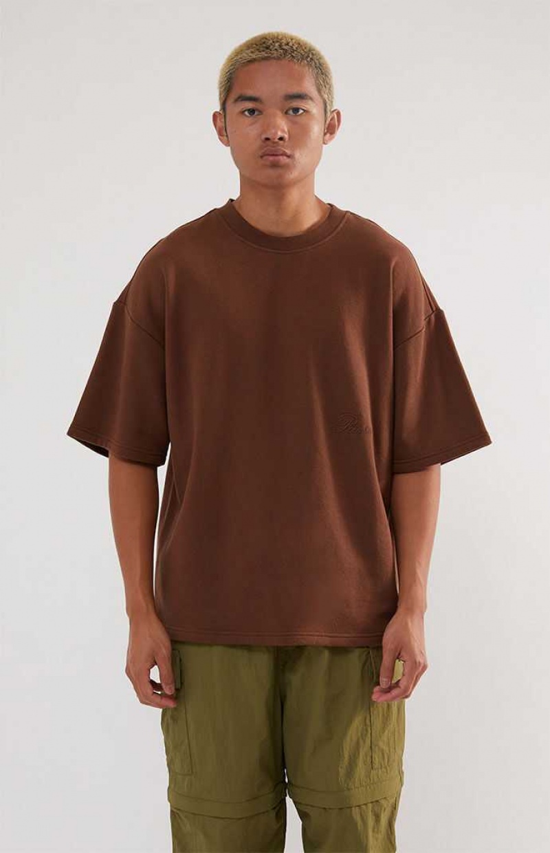 T-shirt PacSun Dark Brown Dive Fleece Homme Marron Foncé | 149670OAY