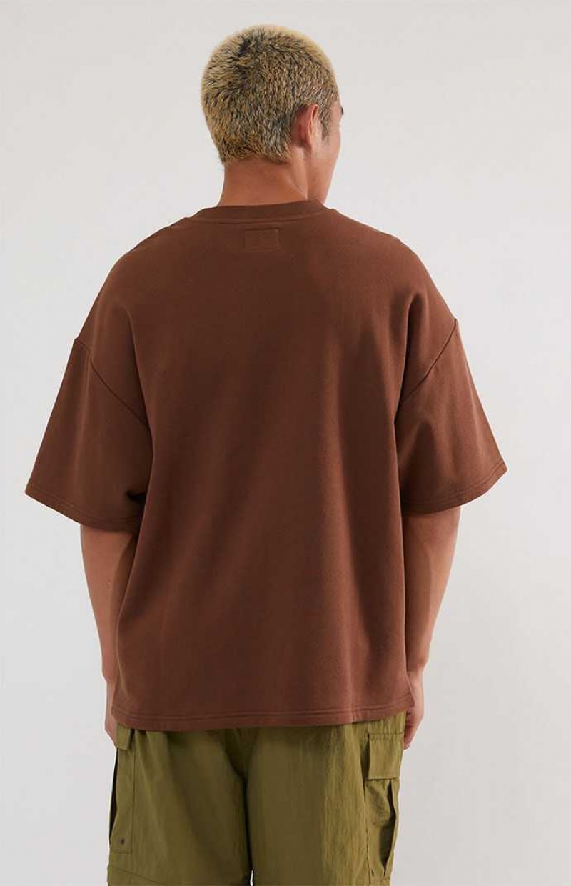 T-shirt PacSun Dark Brown Dive Fleece Homme Marron Foncé | 149670OAY