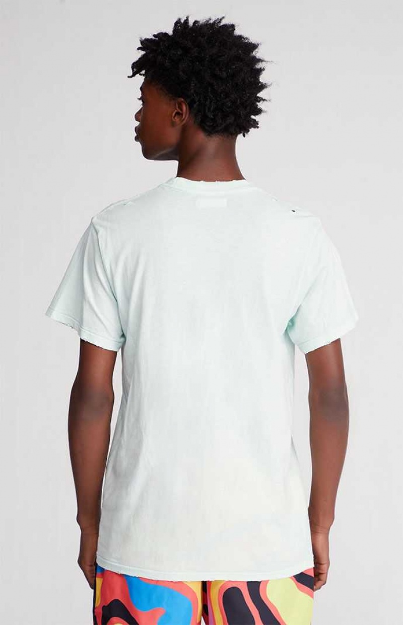 T-shirt PacSun Distressed Pocket Homme Bleu Clair | 846052NJF