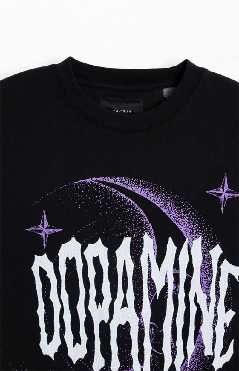 T-shirt PacSun Dopamine Embroidered Oversized Homme Noir | 683094JQM