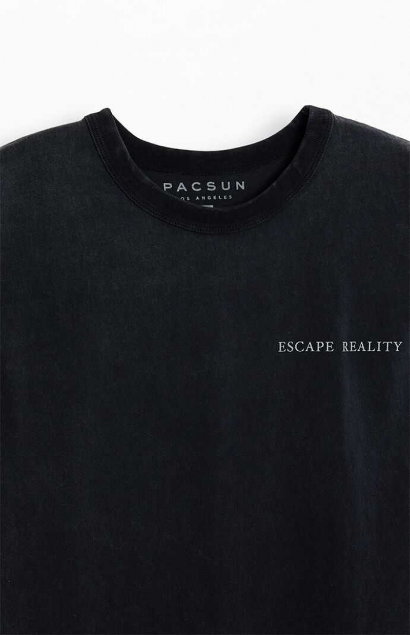 T-shirt PacSun Escape Reality Oversized Homme Noir | 310648PHQ