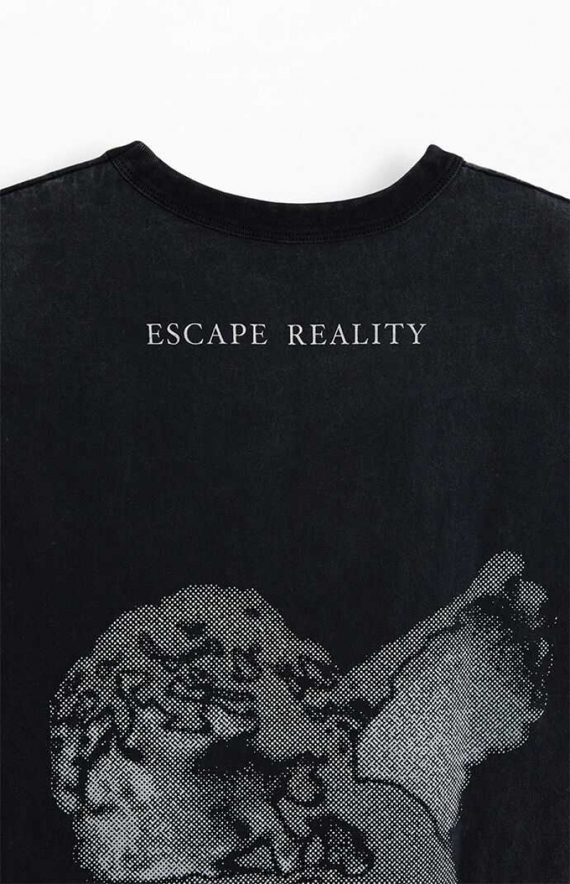 T-shirt PacSun Escape Reality Oversized Homme Noir | 310648PHQ