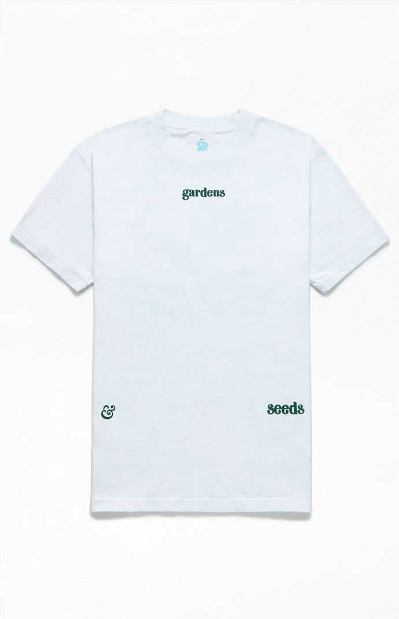 T-shirt PacSun GARDENS & SEEDS Wave Homme Blanche | 456179YOV