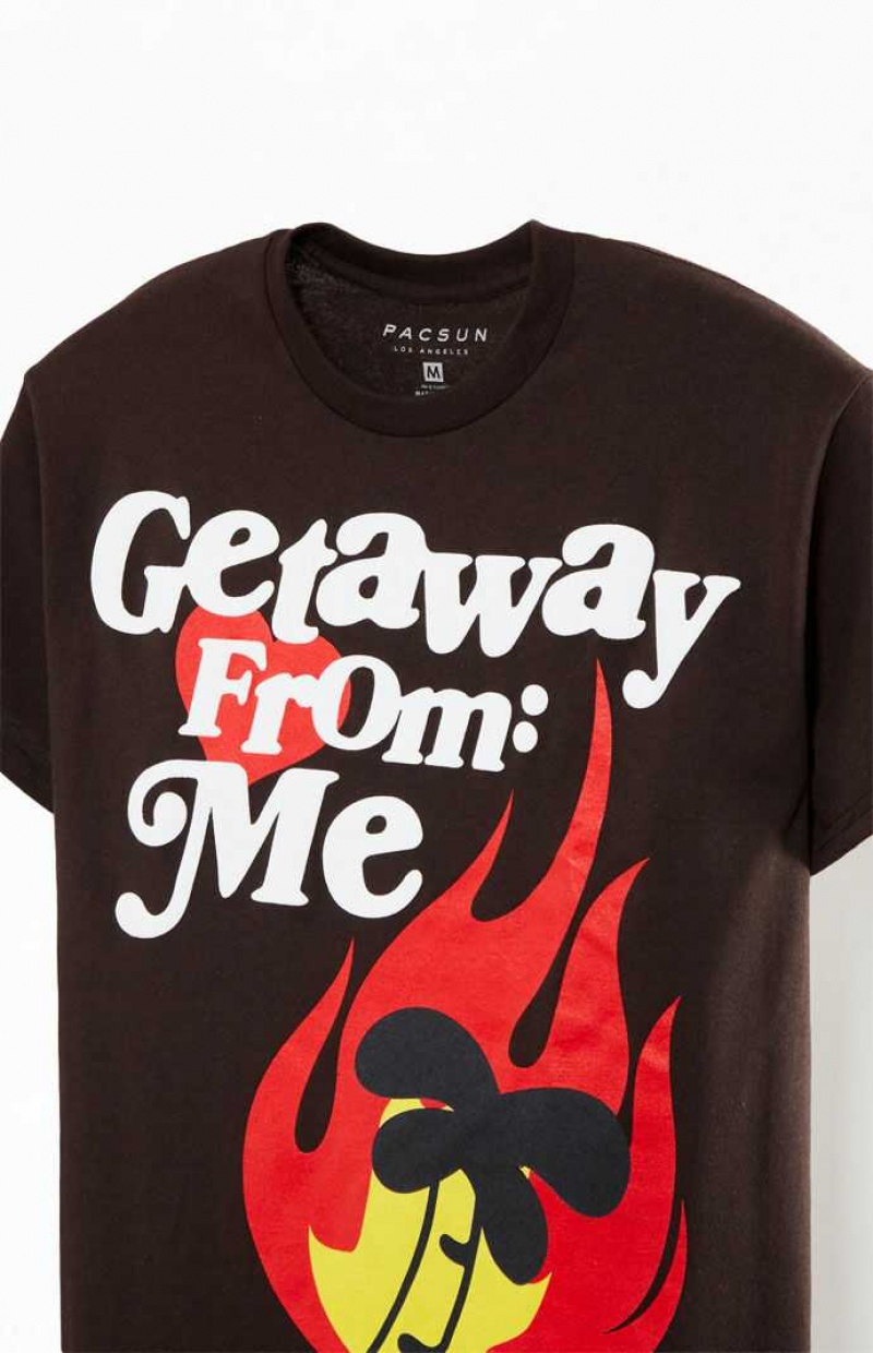 T-shirt PacSun Getaway From Me Homme Marron | 568092NSC