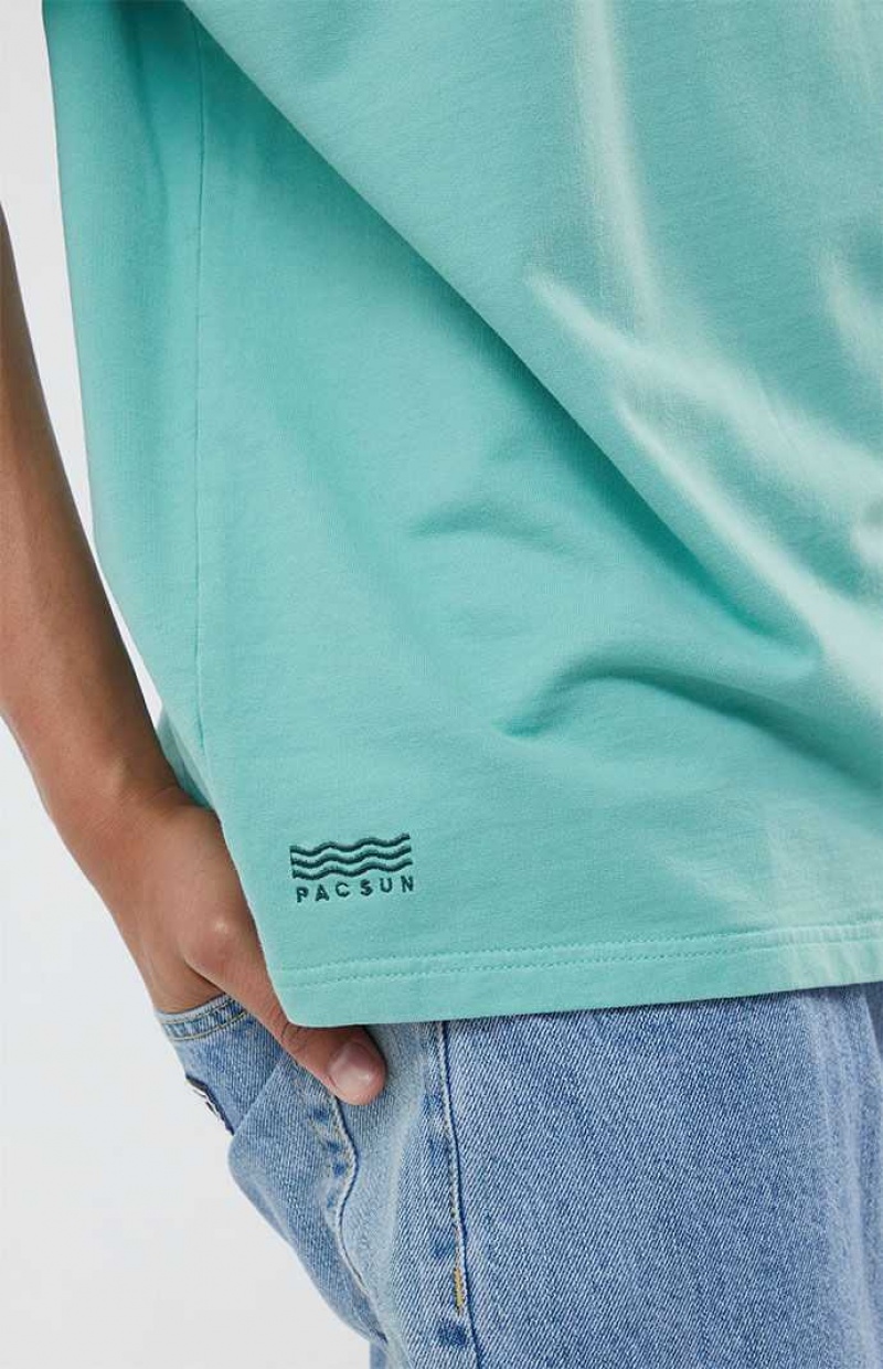 T-shirt PacSun Green Oversized Terry Homme Vert | 786459VZK