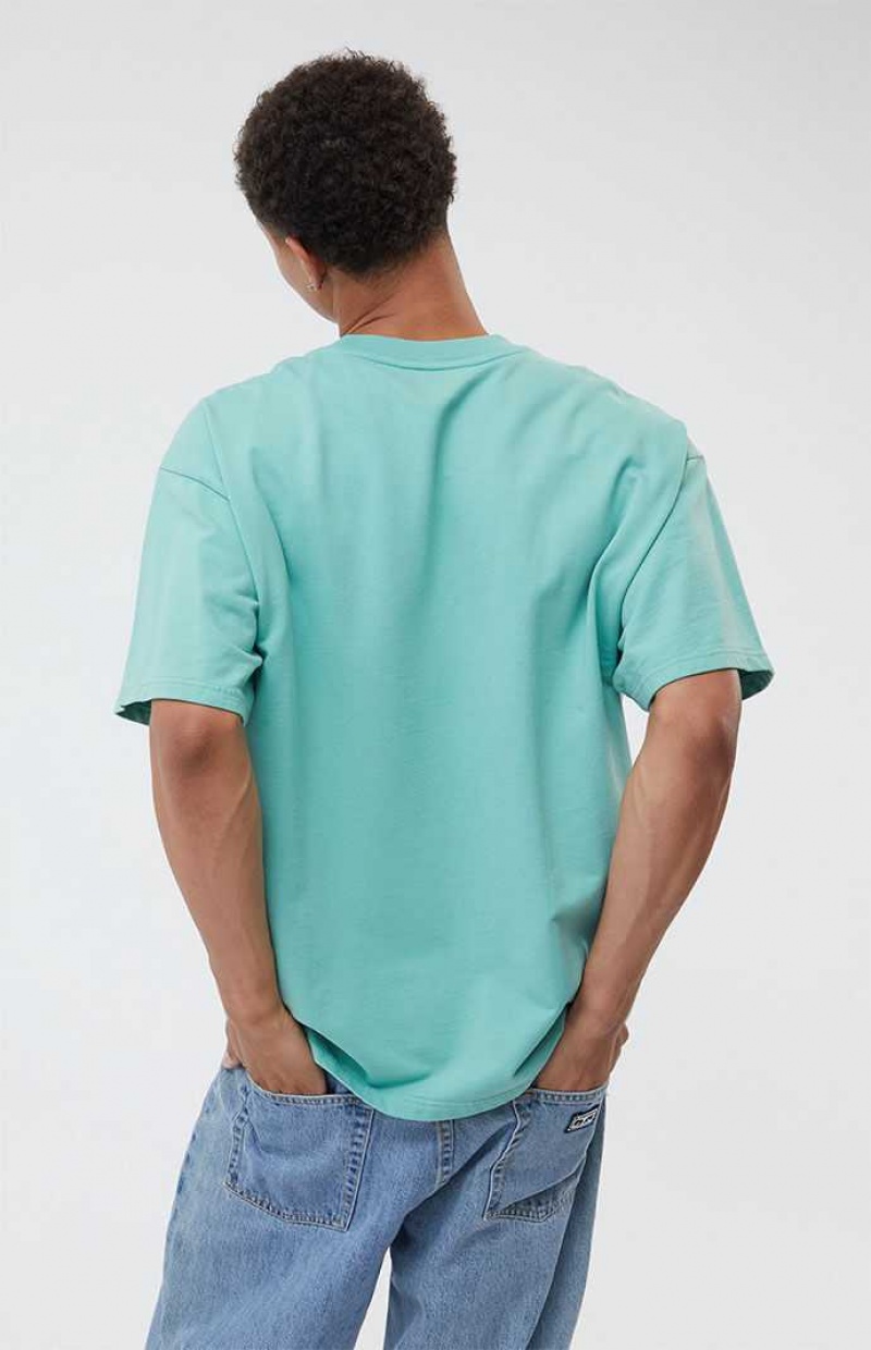 T-shirt PacSun Green Oversized Terry Homme Vert | 786459VZK