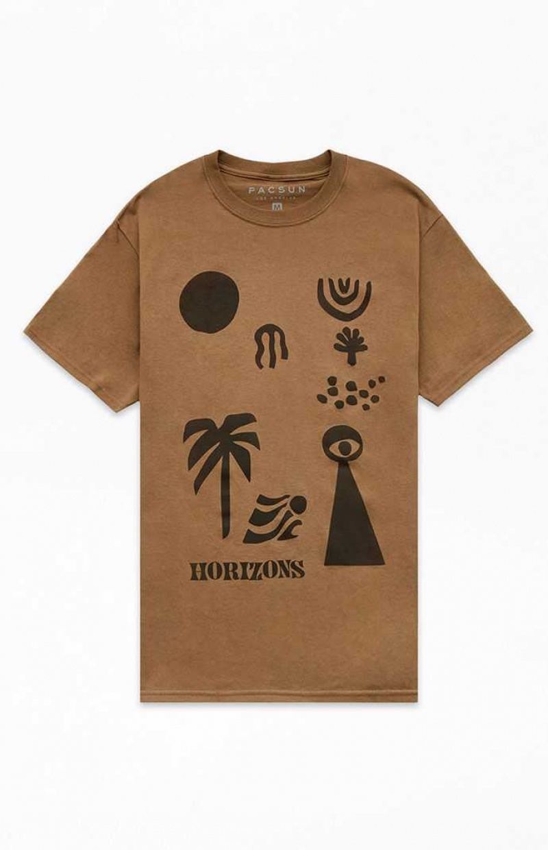 T-shirt PacSun Horizon Homme Marron | 510689FOS