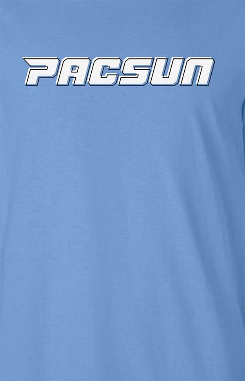 T-shirt PacSun Italics Logo Long Sleeve Homme Bleu | 503624MKH