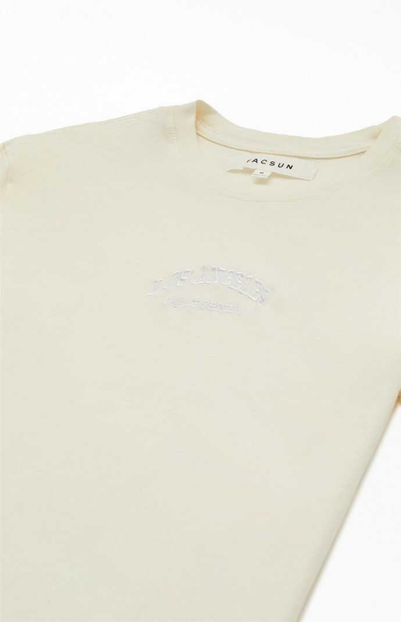 T-shirt PacSun LA Embroidered Homme Blanche | 834275ZOK