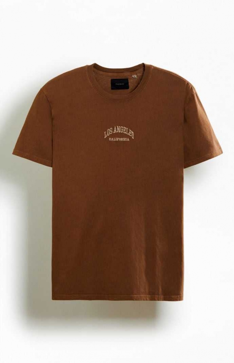 T-shirt PacSun LA Embroidered Homme Marron | 738260HVZ