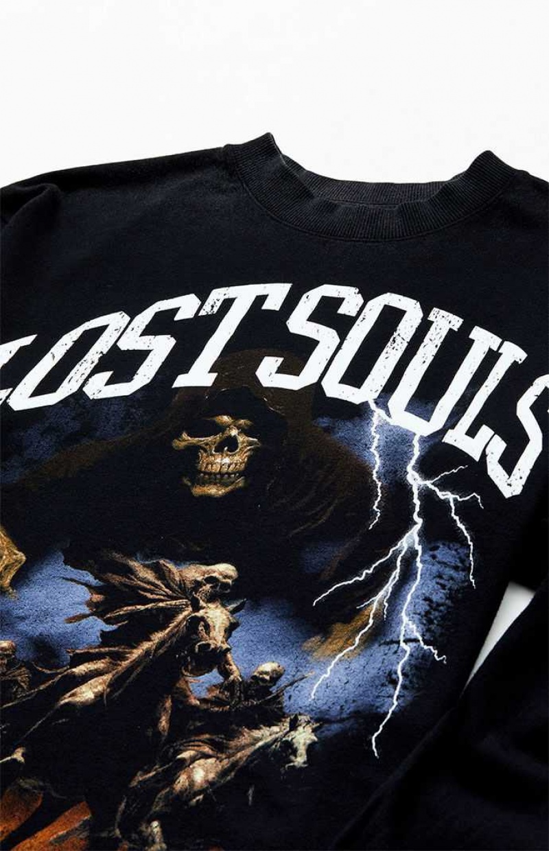 T-shirt PacSun Lost Souls Oversized Long Sleeve Homme Noir | 034962LZB