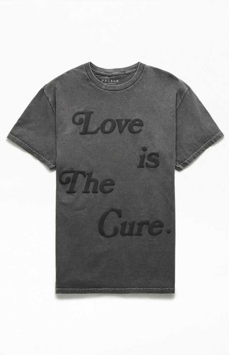 T-shirt PacSun Love Is The Cure Puff Graphique Homme Noir | 152906PUH