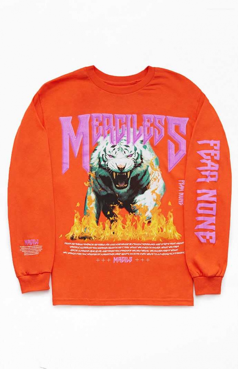 T-shirt PacSun Merciless Long Sleeve Homme Orange | 932718DXN