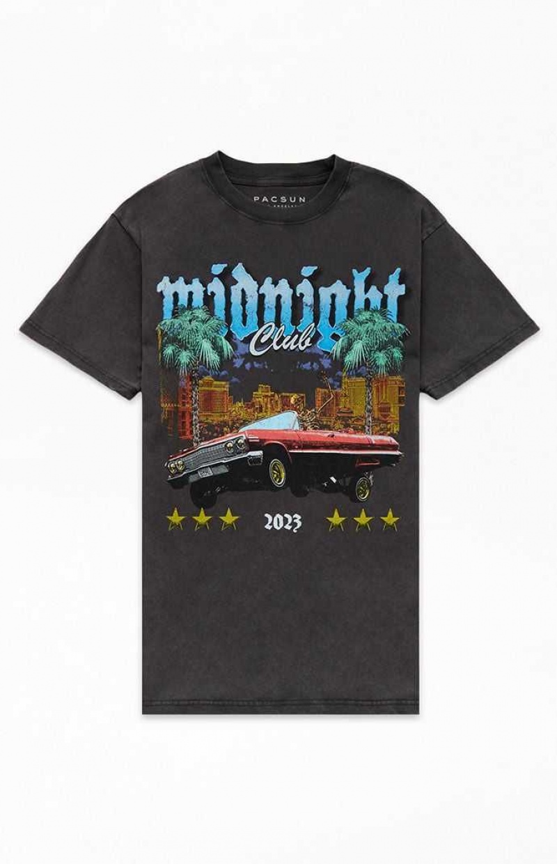 T-shirt PacSun Midnight Club Oversized Homme Noir | 758013ZXD