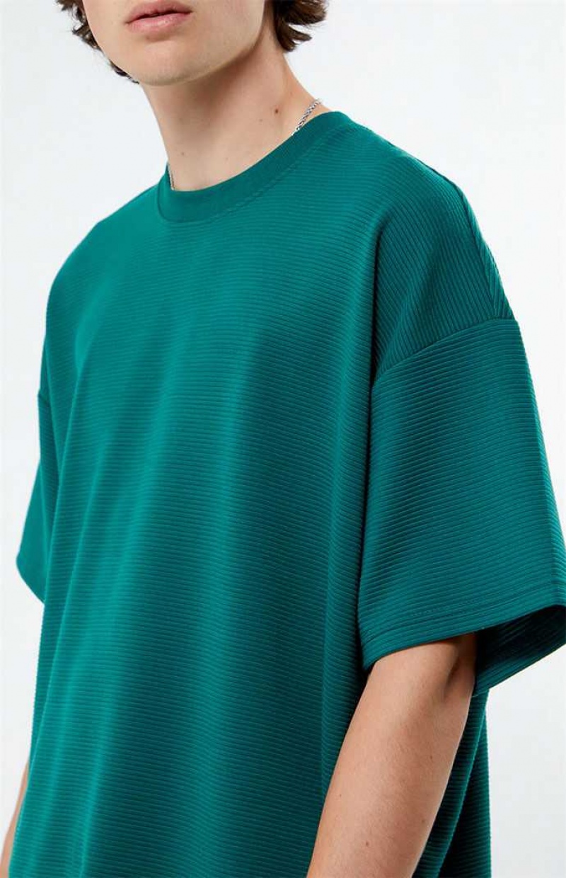 T-shirt PacSun Nervuré Oversized Homme Vert | 351790YRT