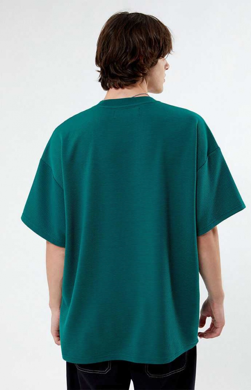 T-shirt PacSun Nervuré Oversized Homme Vert | 351790YRT