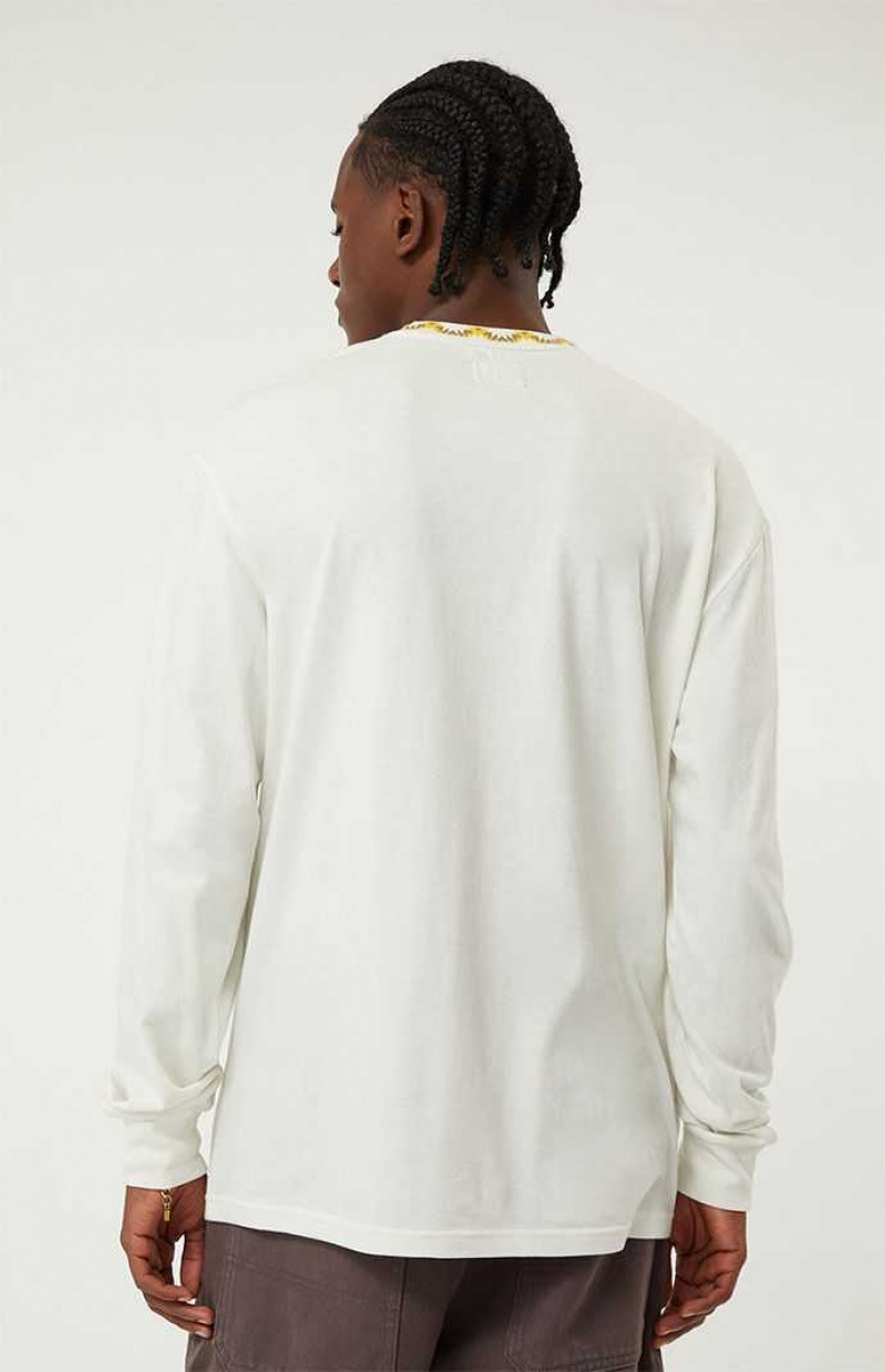 T-shirt PacSun Off White Bliss Jacquard Crew Long Sleeve Homme Blanche | 903562HYZ