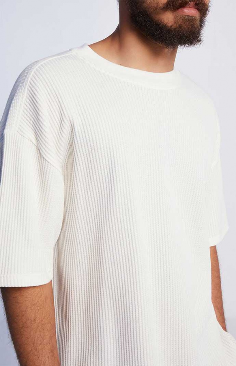 T-shirt PacSun Off White Boxy Waffle Homme Blanche | 918536JZA