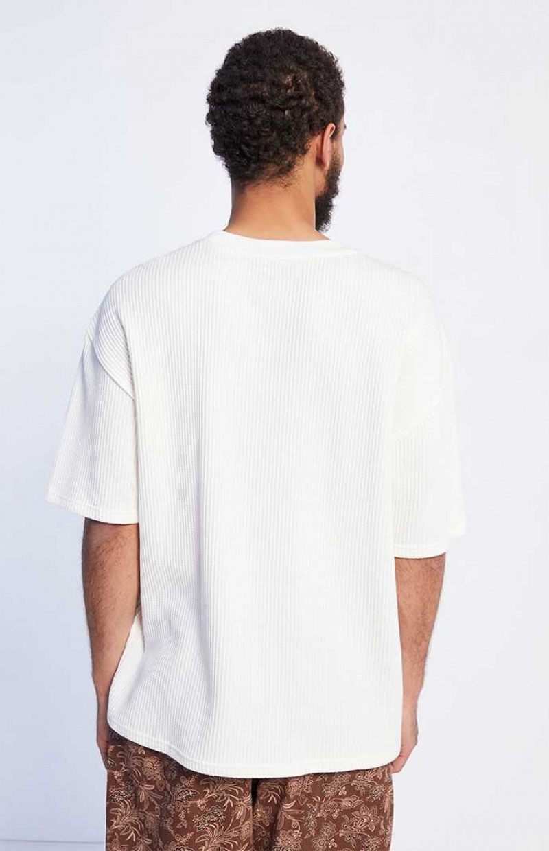 T-shirt PacSun Off White Boxy Waffle Homme Blanche | 918536JZA