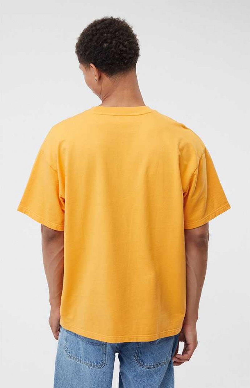 T-shirt PacSun Orange Oversized Terry Homme Orange | 159368YFX