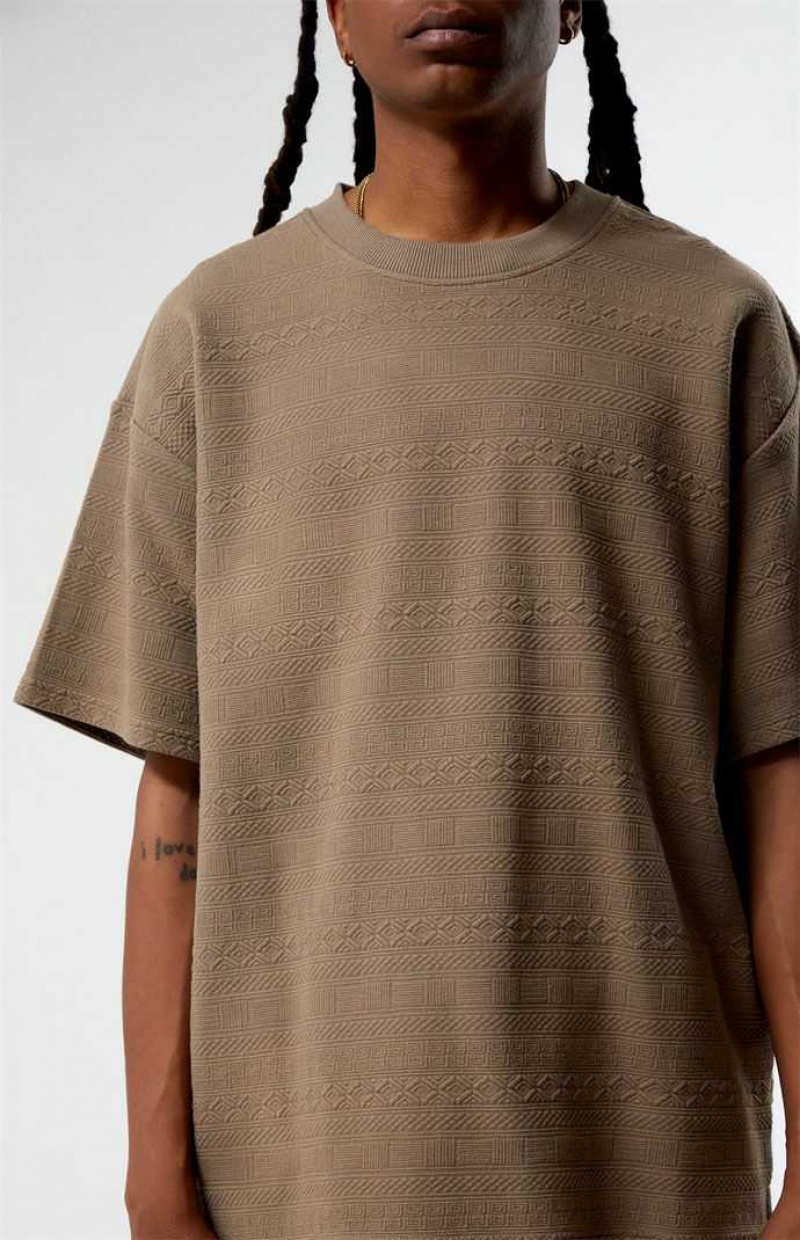 T-shirt PacSun Oversized Jacquard Knit Homme Marron | 815694LBS