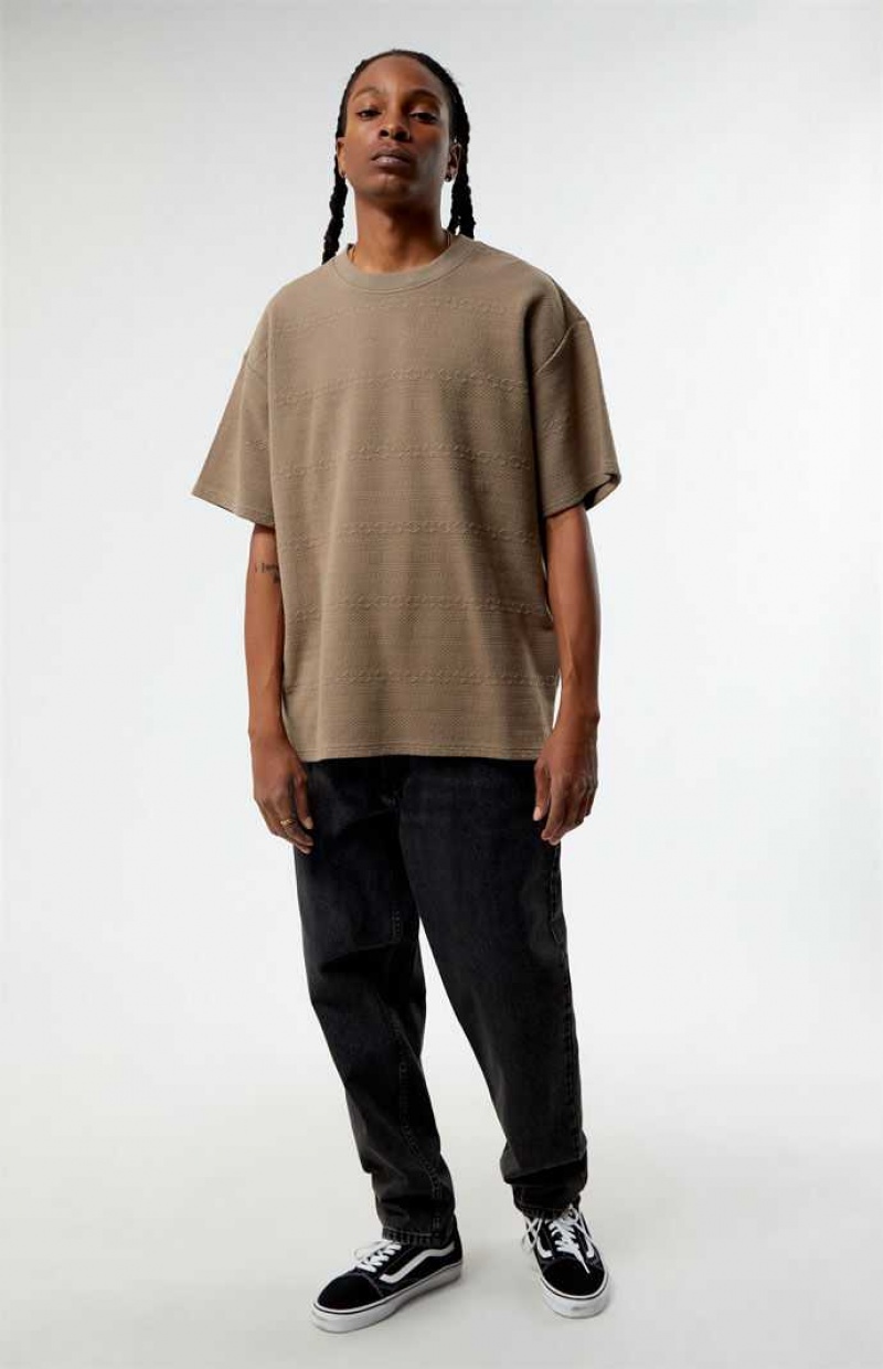 T-shirt PacSun Oversized Jacquard Knit Homme Marron | 815694LBS