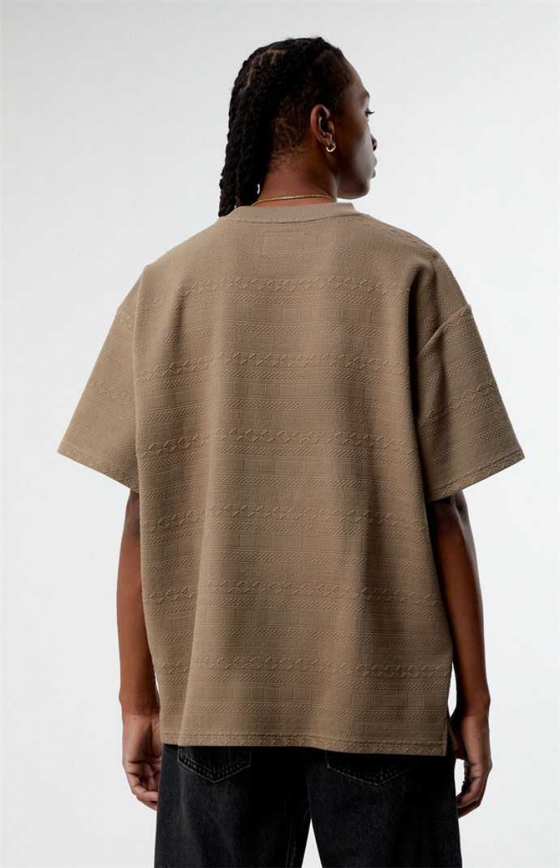 T-shirt PacSun Oversized Jacquard Knit Homme Marron | 815694LBS