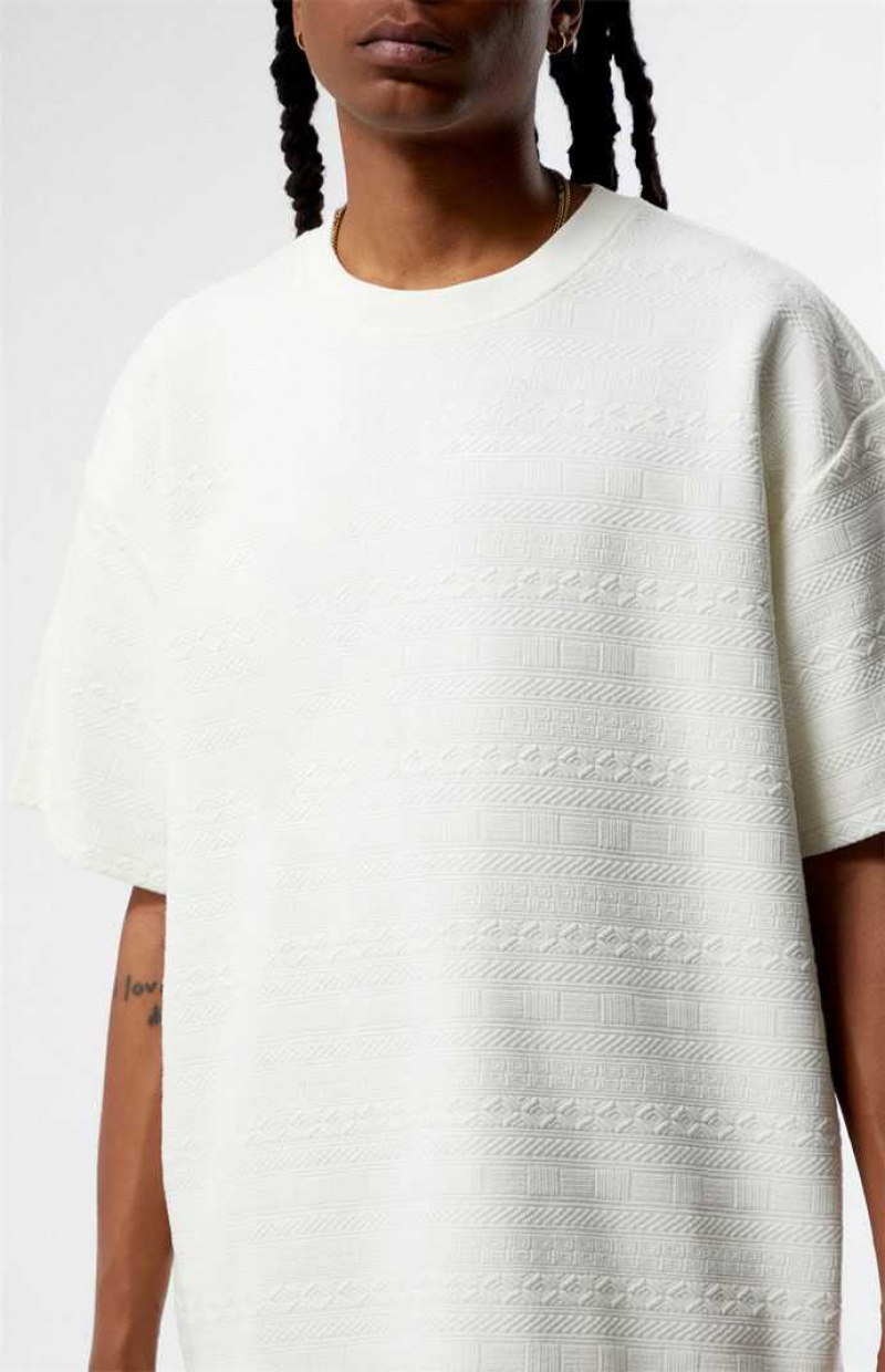 T-shirt PacSun Oversized Jacquard Knit Homme Blanche | 940582WOU