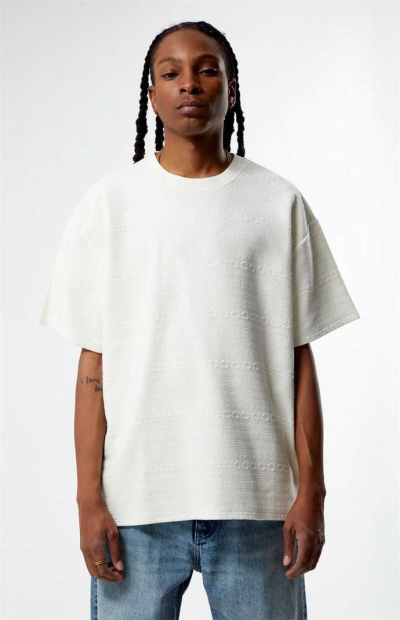 T-shirt PacSun Oversized Jacquard Knit Homme Blanche | 940582WOU