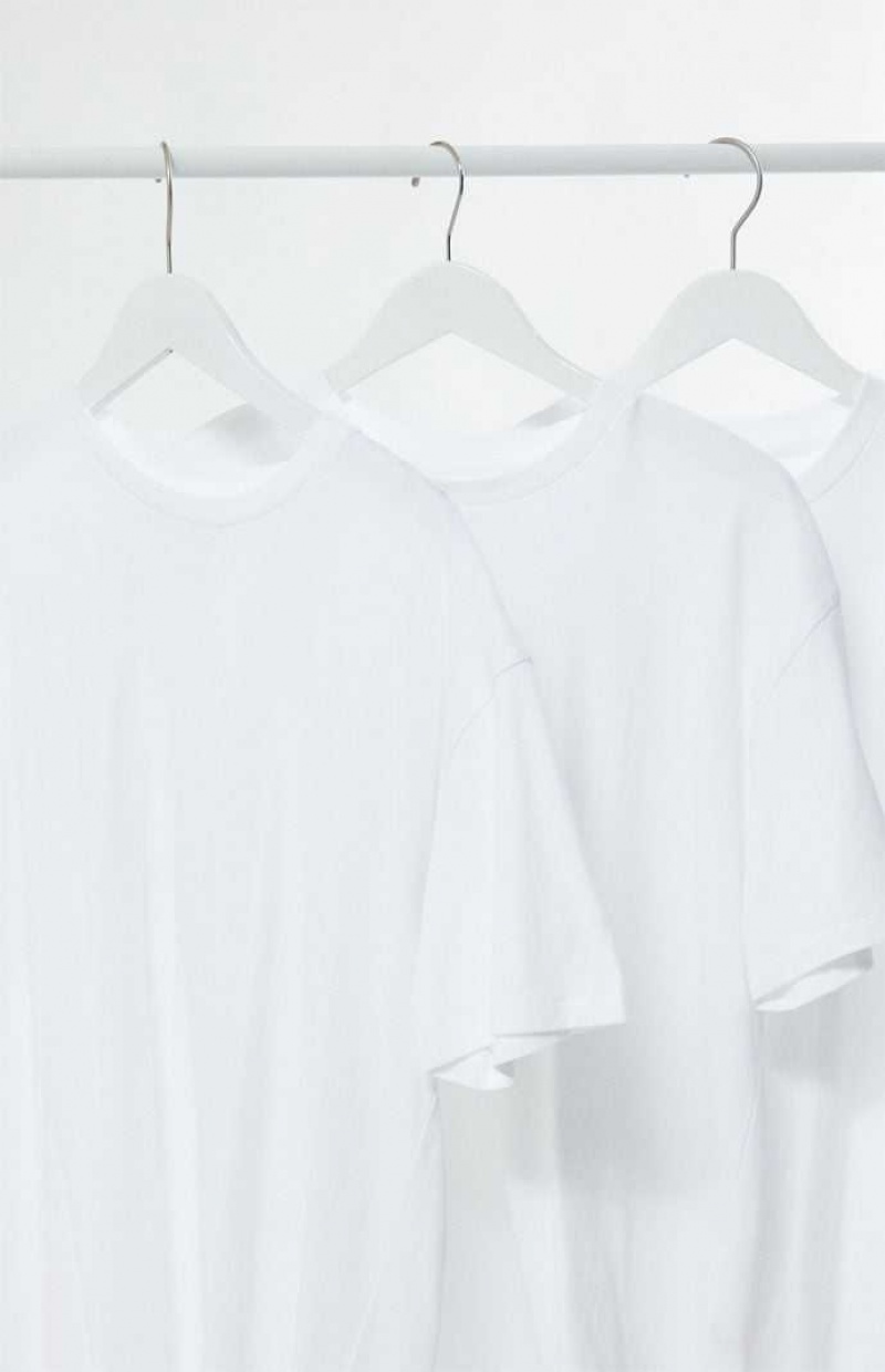 T-shirt PacSun PS Basics 3 Pack White Reece Regular s Homme Blanche Blanche Blanche | 148073HFV