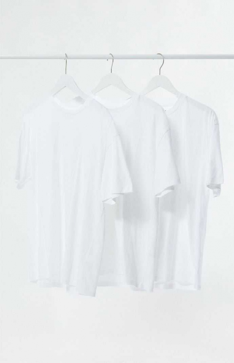 T-shirt PacSun PS Basics 3 Pack White Reece Regular s Homme Blanche Blanche Blanche | 148073HFV