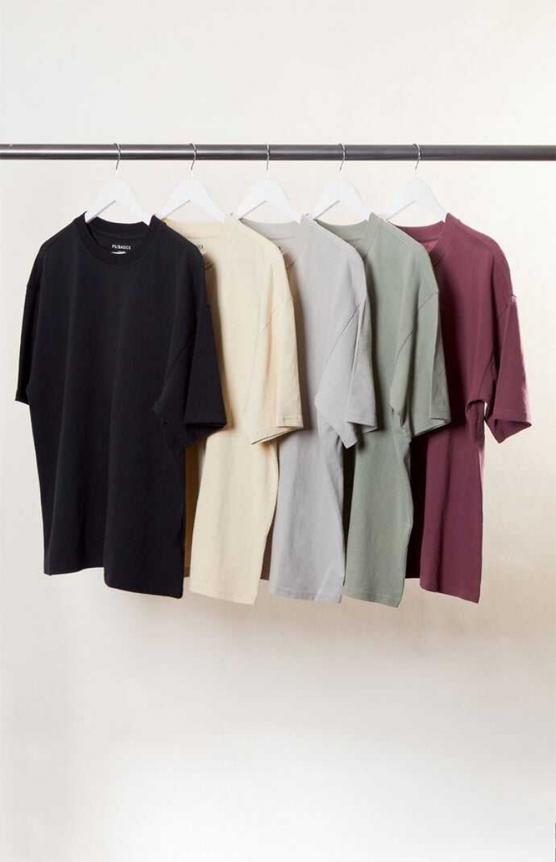 T-shirt PacSun PS Basics Basic Oversized Homme Multicolore | 592741KZE