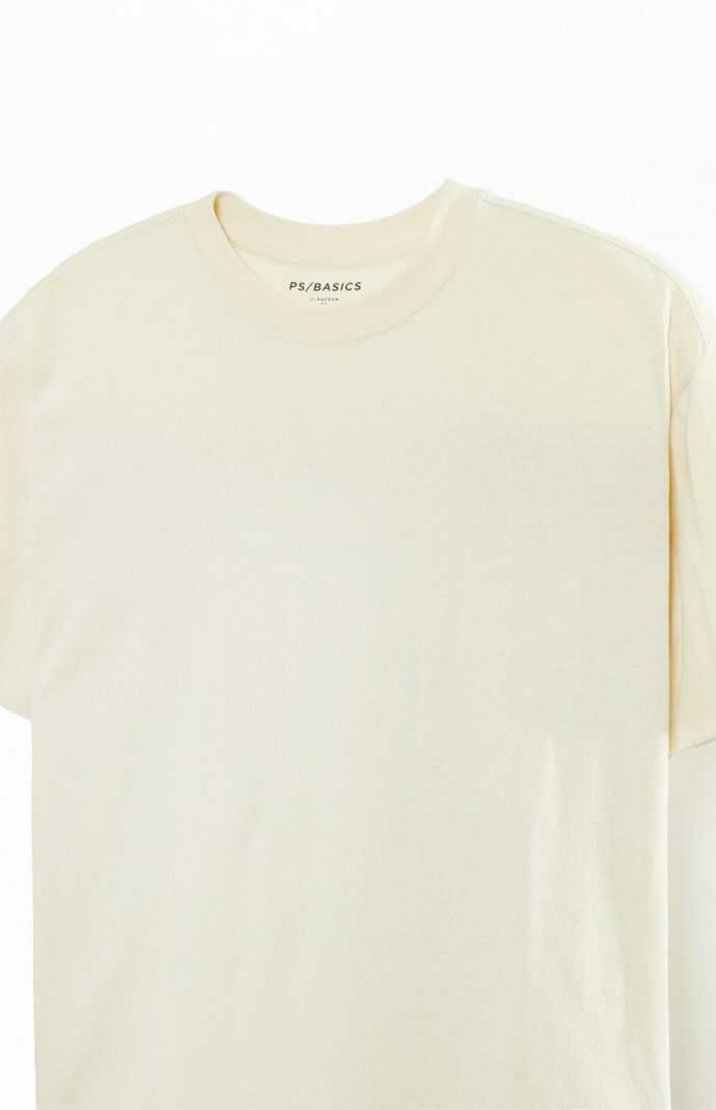 T-shirt PacSun PS Basics Basic Oversized Homme Blanche | 156428GIW