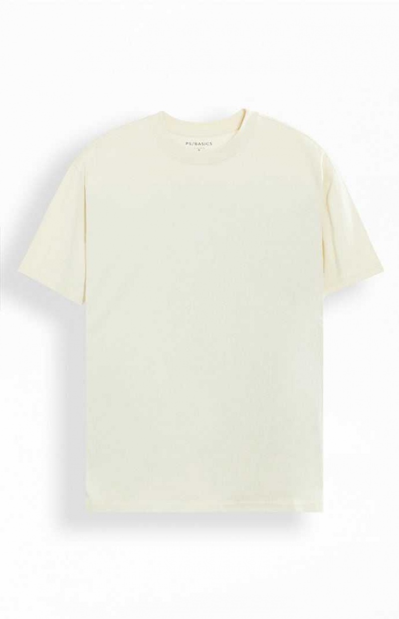 T-shirt PacSun PS Basics Basic Oversized Homme Blanche | 156428GIW