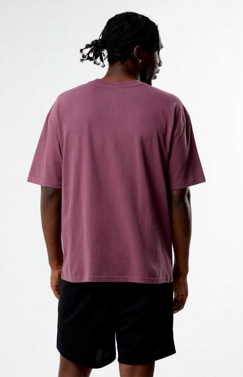 T-shirt PacSun PS Basics Basic Oversized Boxy Homme Bordeaux | 467398UYQ