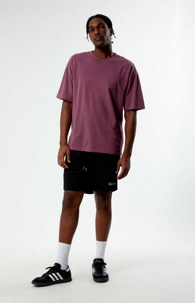 T-shirt PacSun PS Basics Basic Oversized Boxy Homme Bordeaux | 467398UYQ