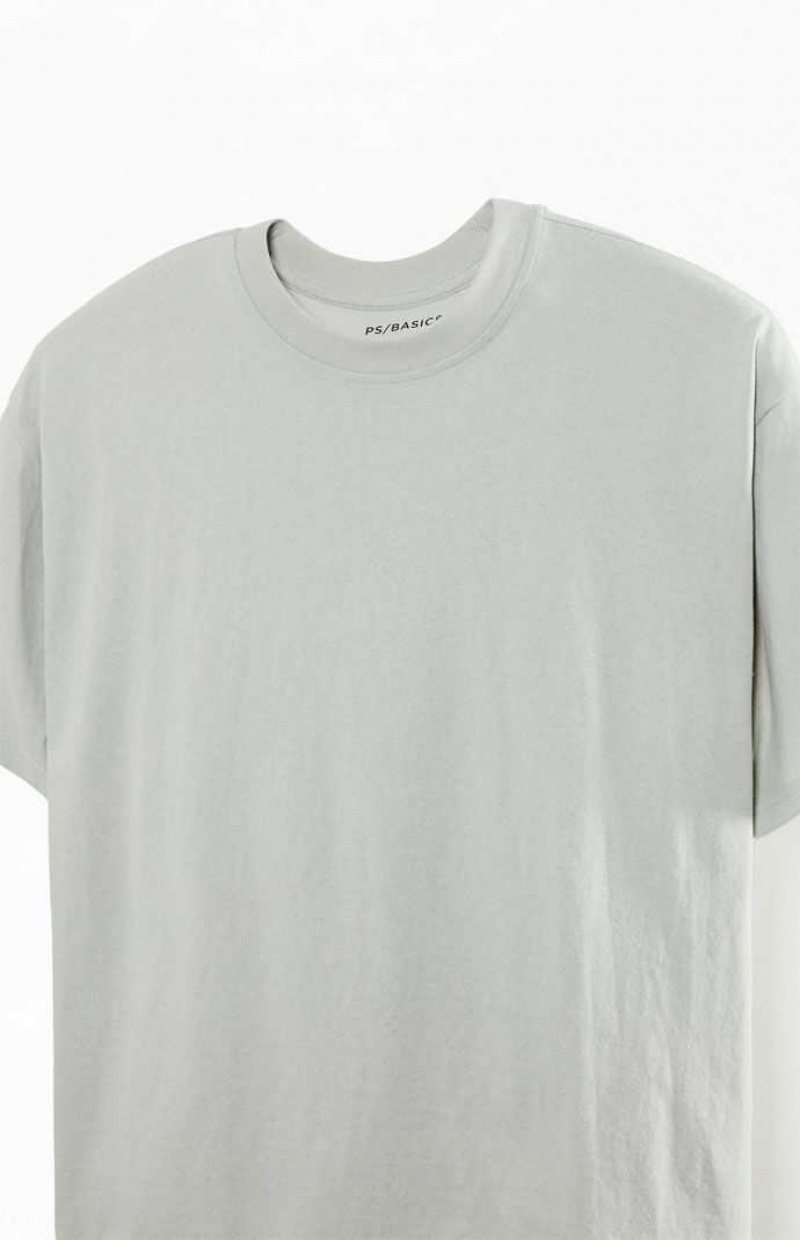 T-shirt PacSun PS Basics Gray Basic Oversized Homme Grise | 643819OXS