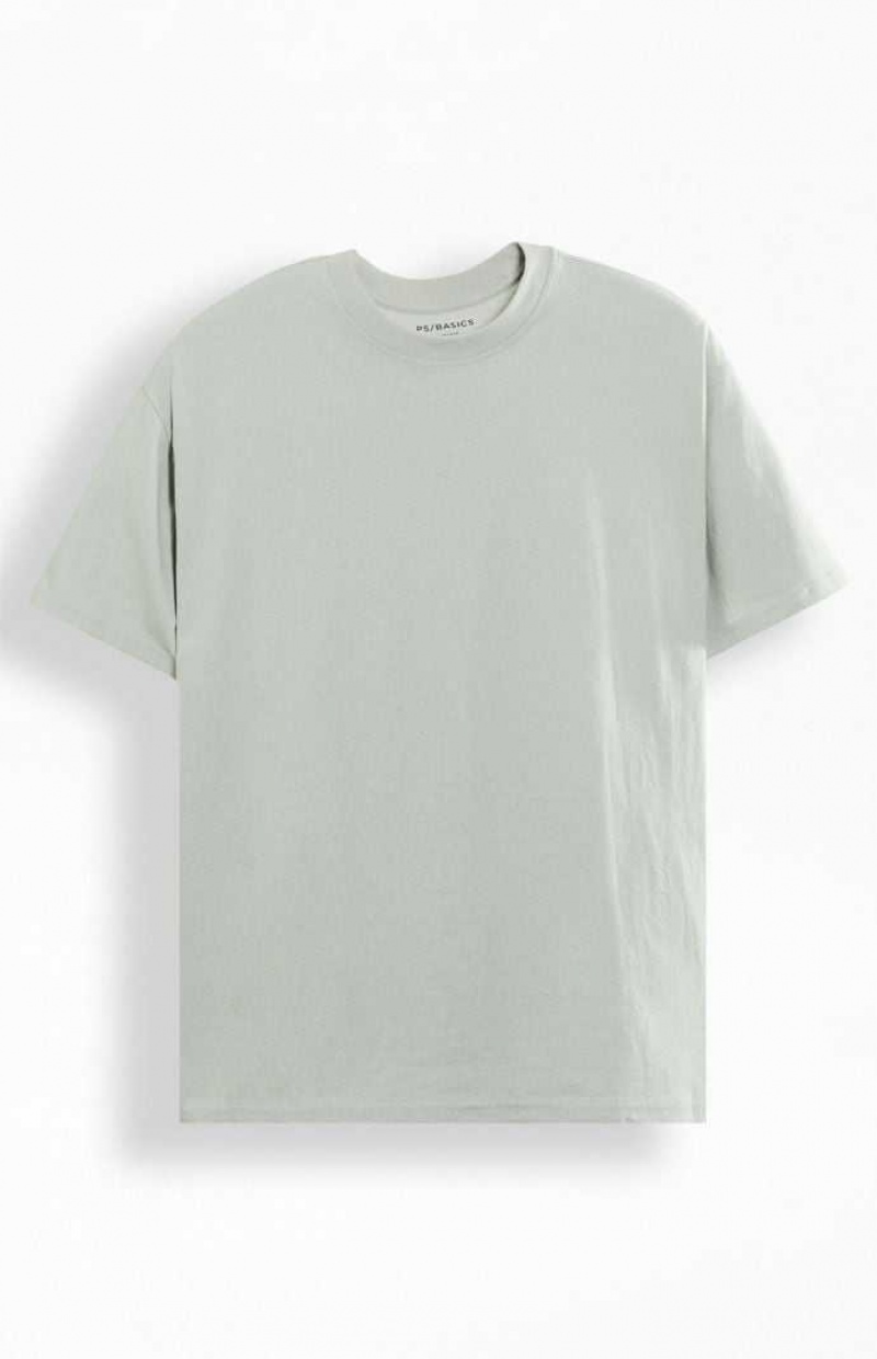 T-shirt PacSun PS Basics Gray Basic Oversized Homme Grise | 643819OXS