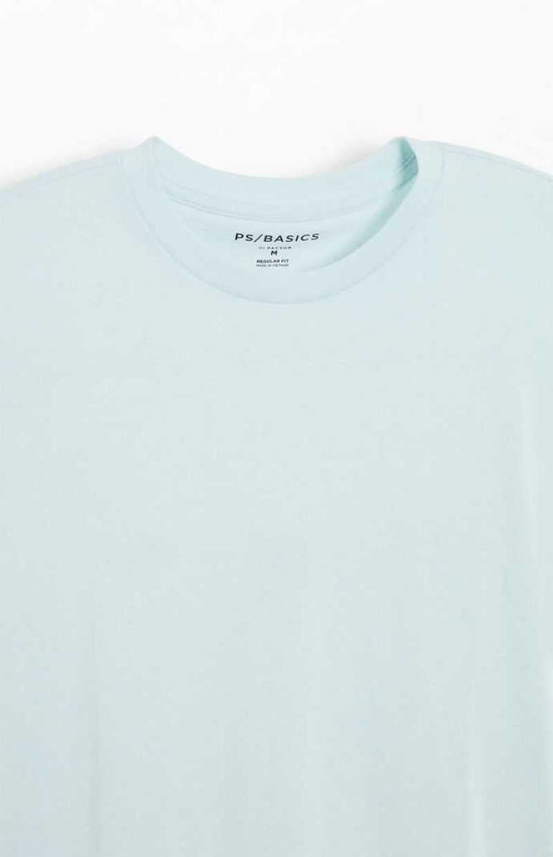 T-shirt PacSun PS Basics Reece Homme Bleu Clair | 854732ETC