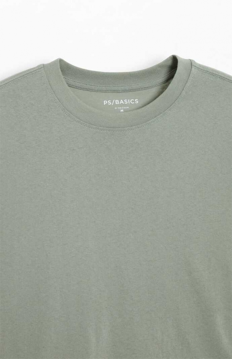 T-shirt PacSun PS Basics Shadow Basic Oversized Homme Grise | 671893UQH