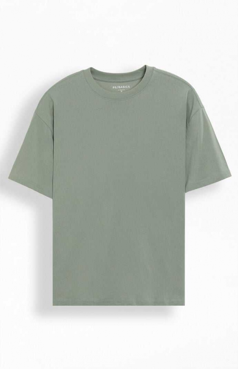 T-shirt PacSun PS Basics Shadow Basic Oversized Homme Grise | 671893UQH